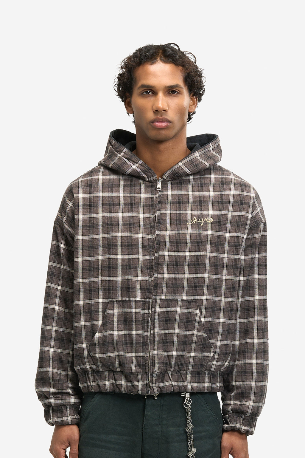 Anastasia Reversible Zip Hoodie in Plaid Black
