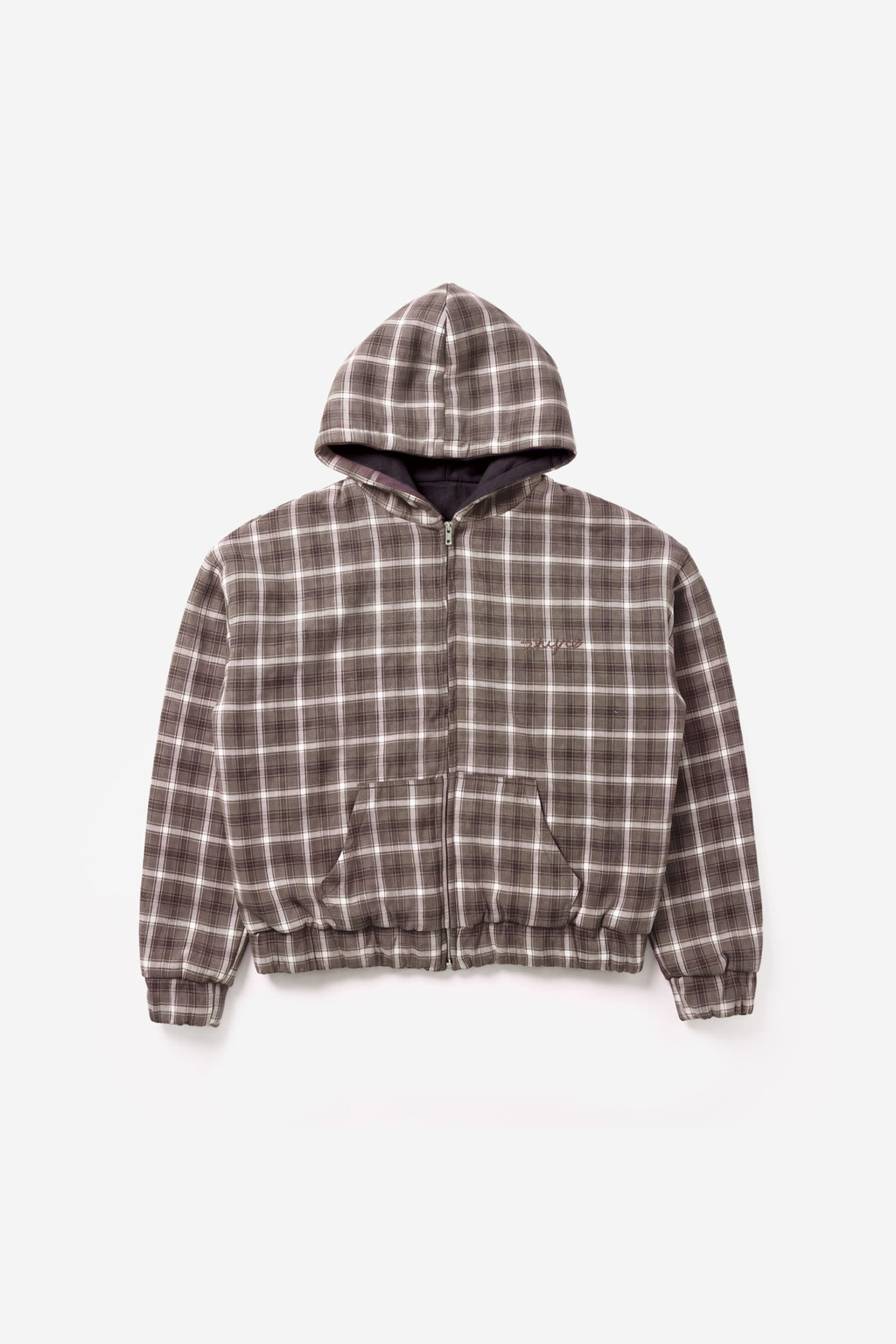 Anastasia Reversible Zip Hoodie in Plaid Black