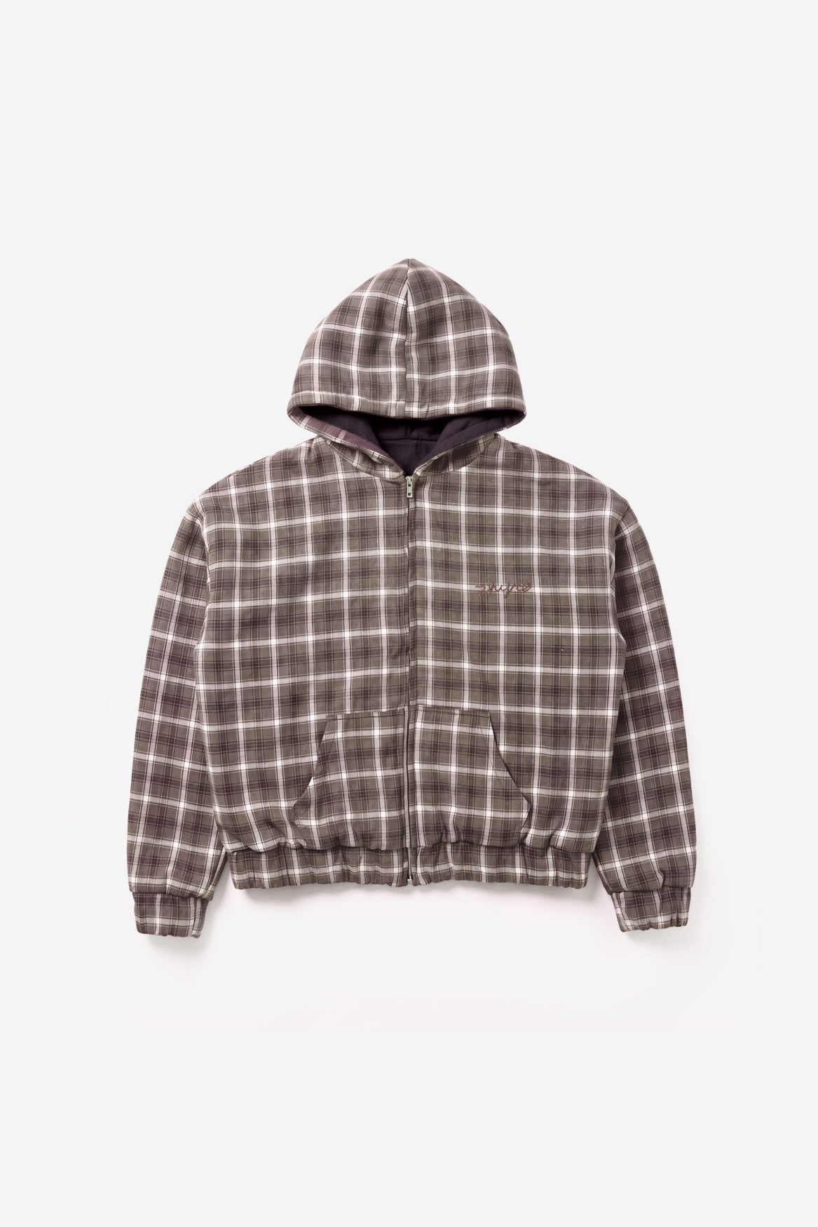 Anastasia Reversible Zip Hoodie in Plaid Black