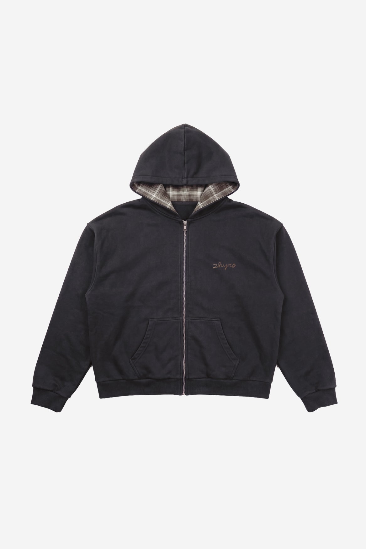 Anastasia Reversible Zip Hoodie in Plaid Black