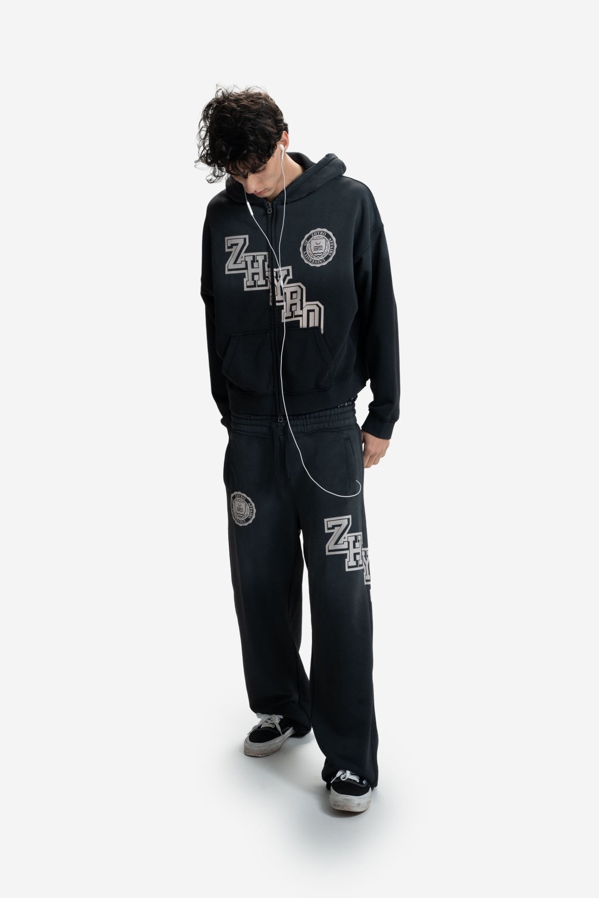 College Sweatpants in Sunfaded Black