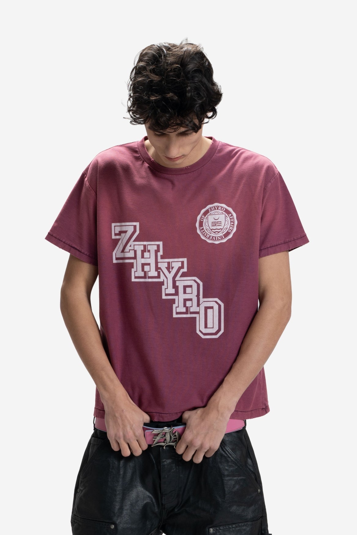 College Tee in Sunfaded Burgundy