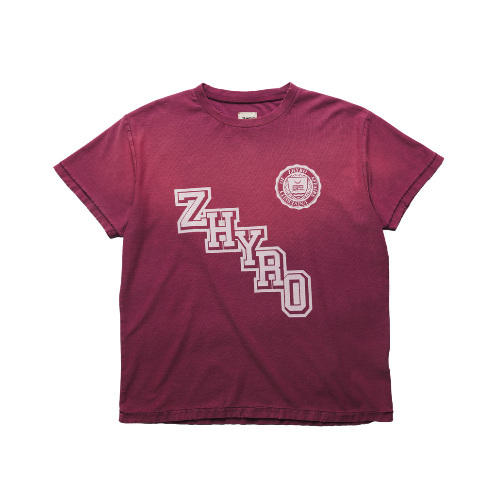 College Tee in Sunfaded Burgundy