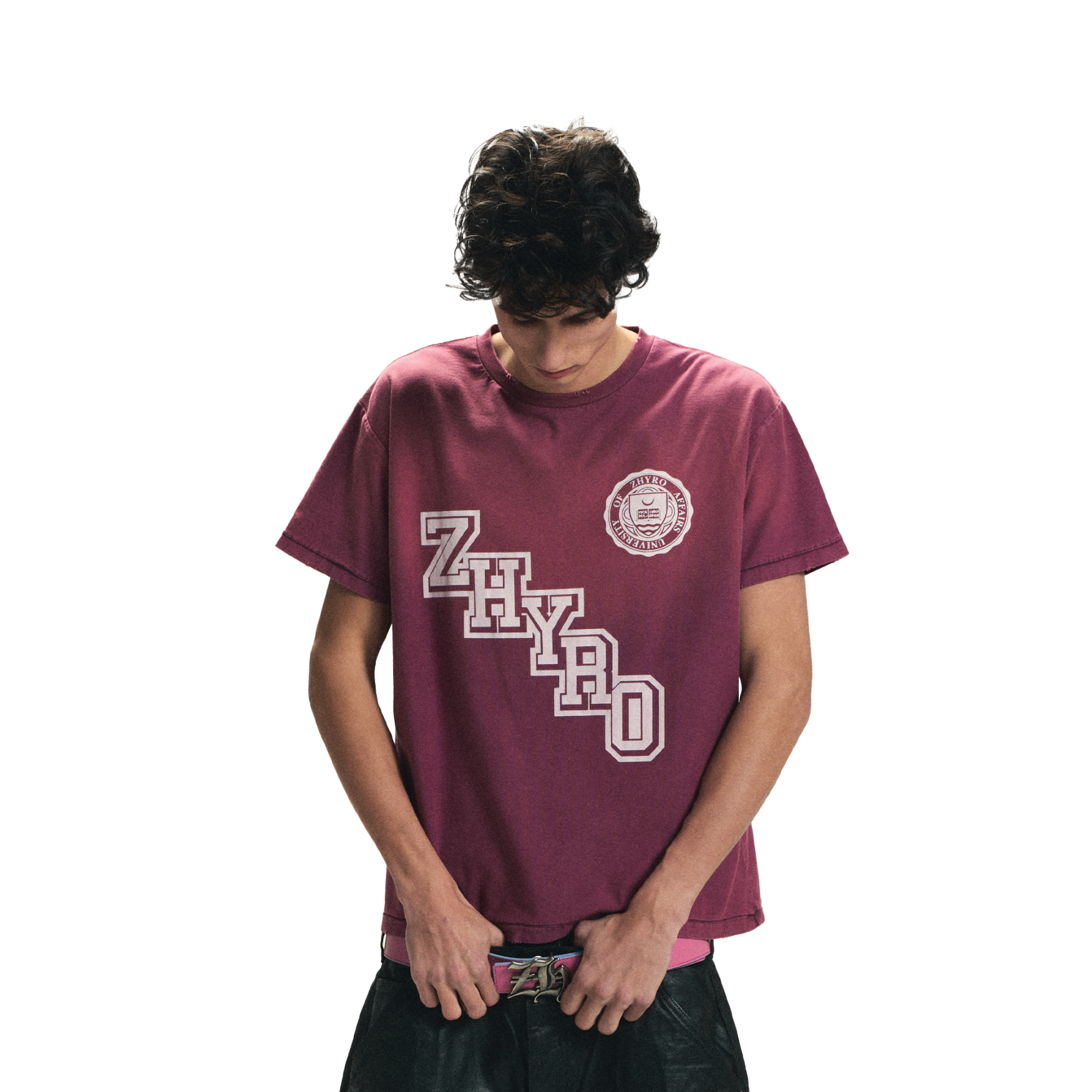 College Tee in Sunfaded Burgundy
