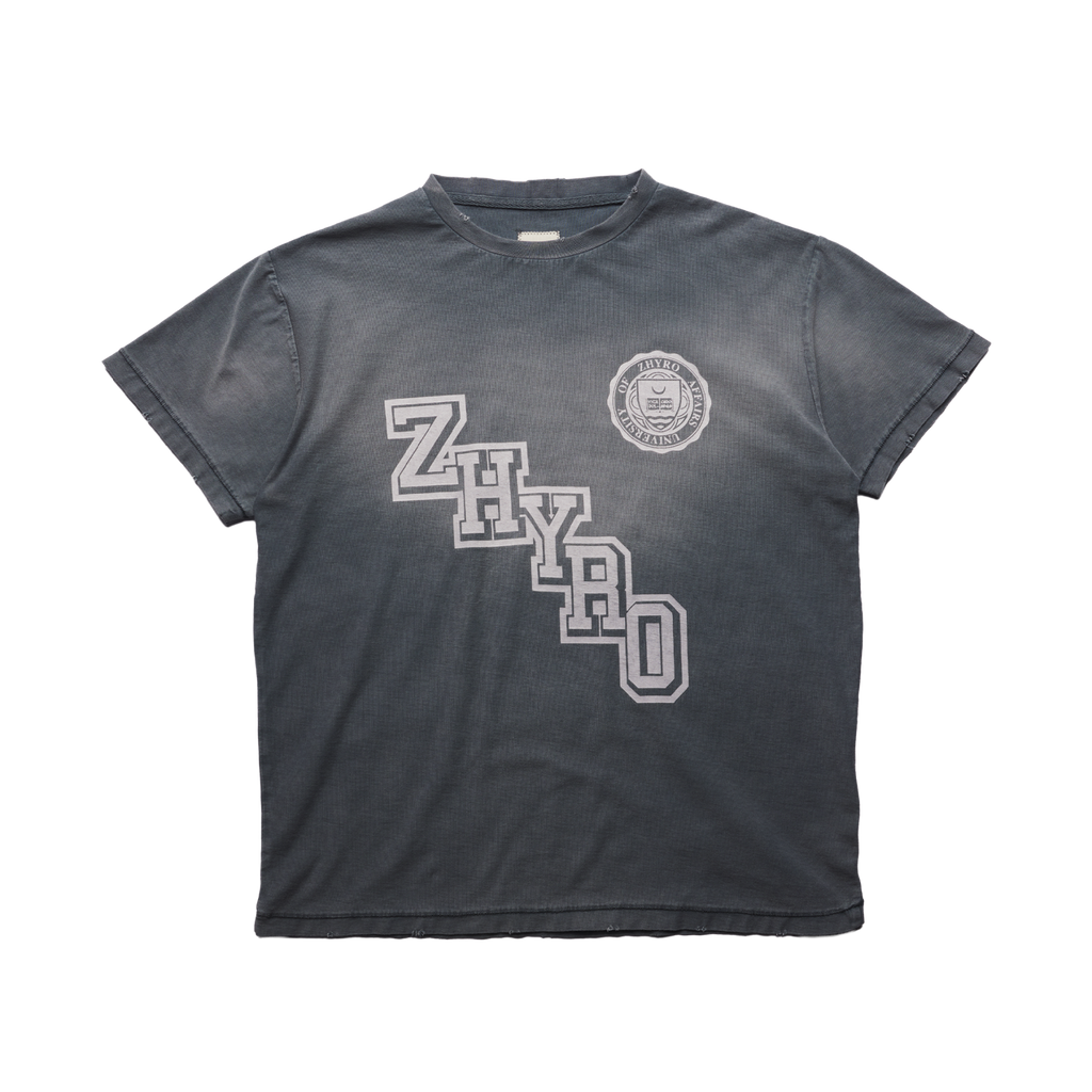 College Tee in Sunfaded Black