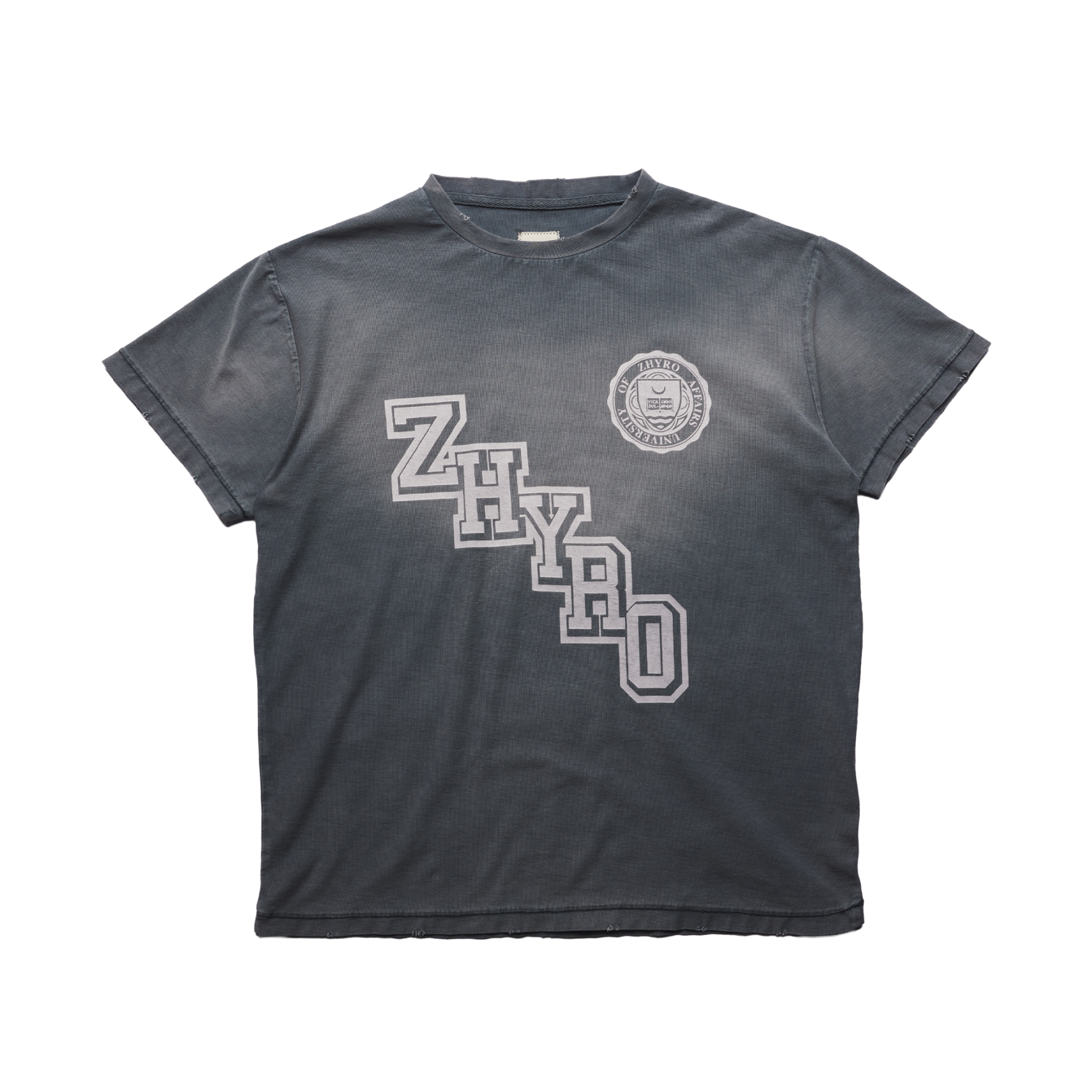 College Tee in Sunfaded Black