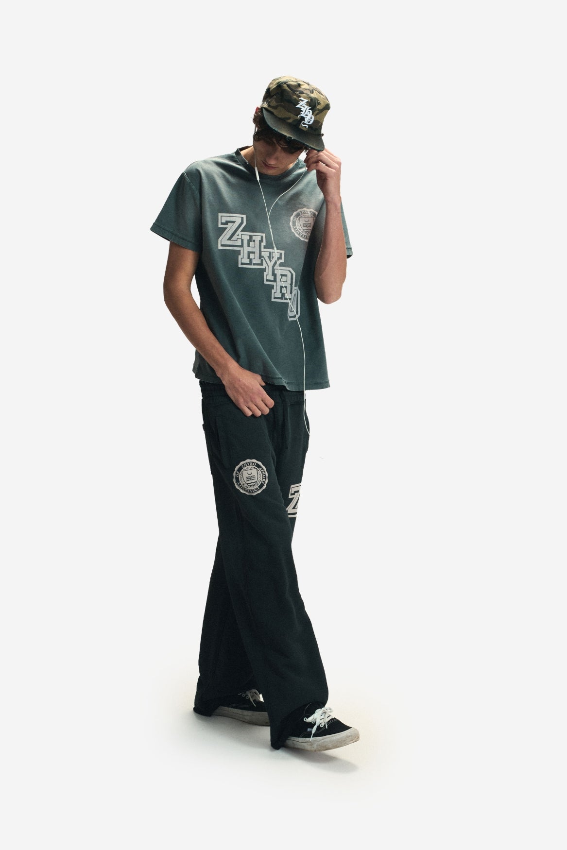College Tee in Sunfaded Black