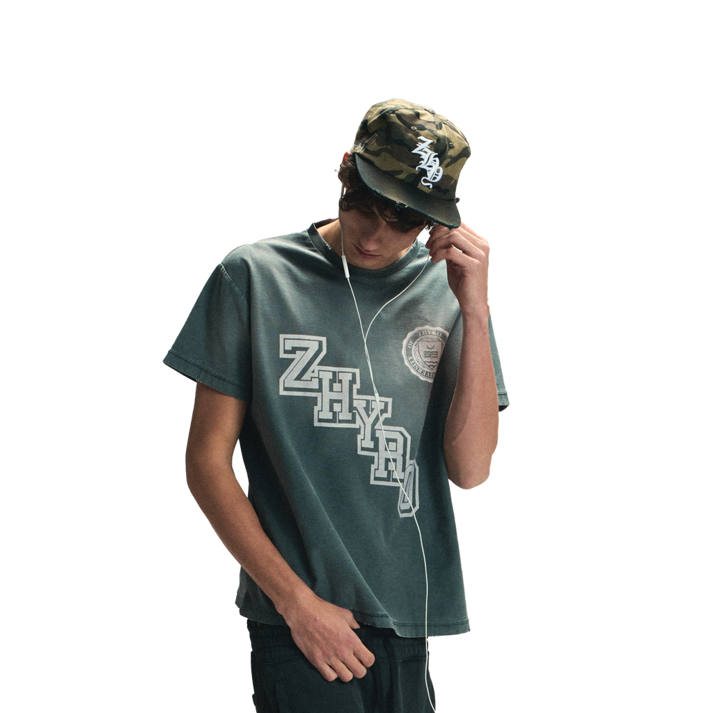 College Tee in Sunfaded Black