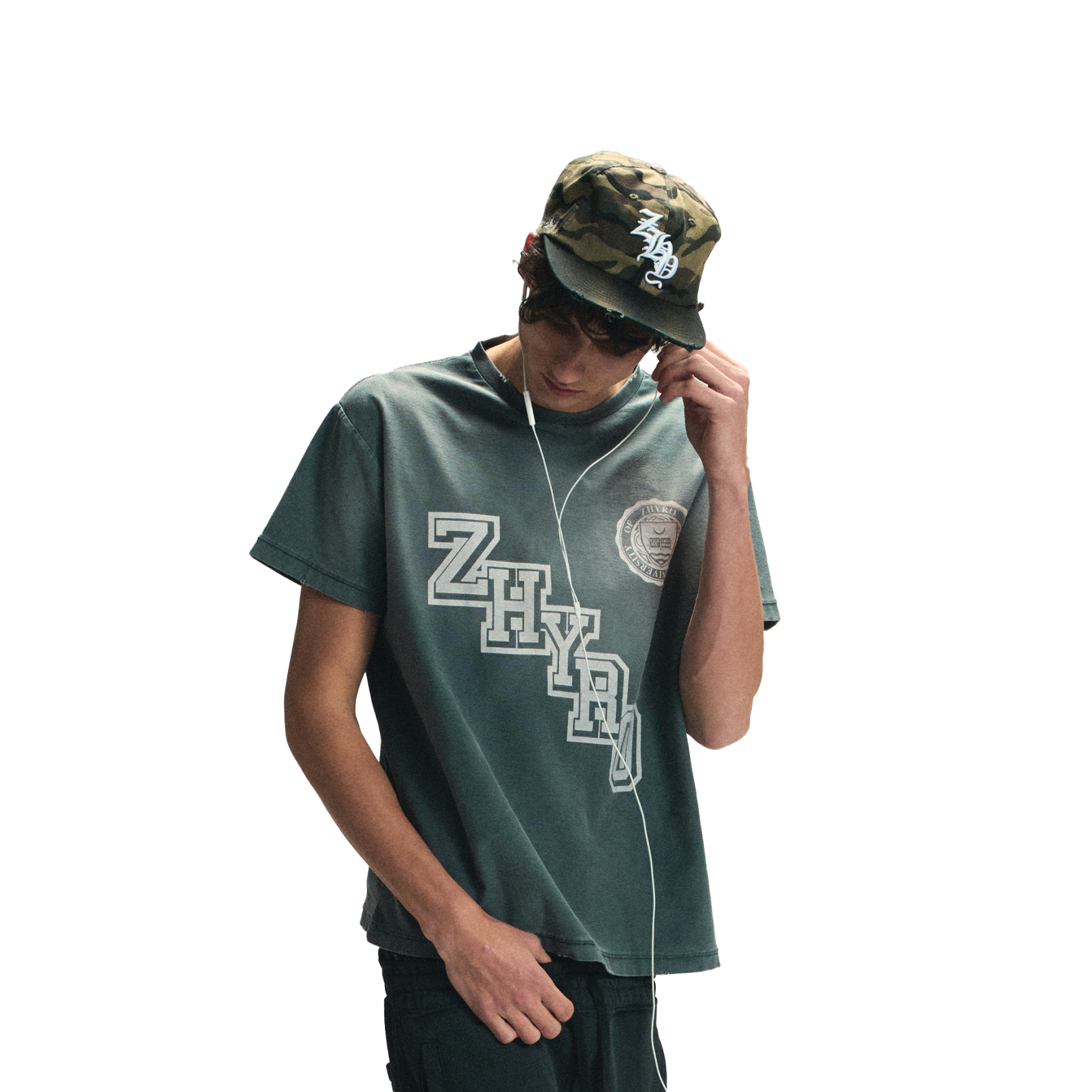 College Tee in Sunfaded Black