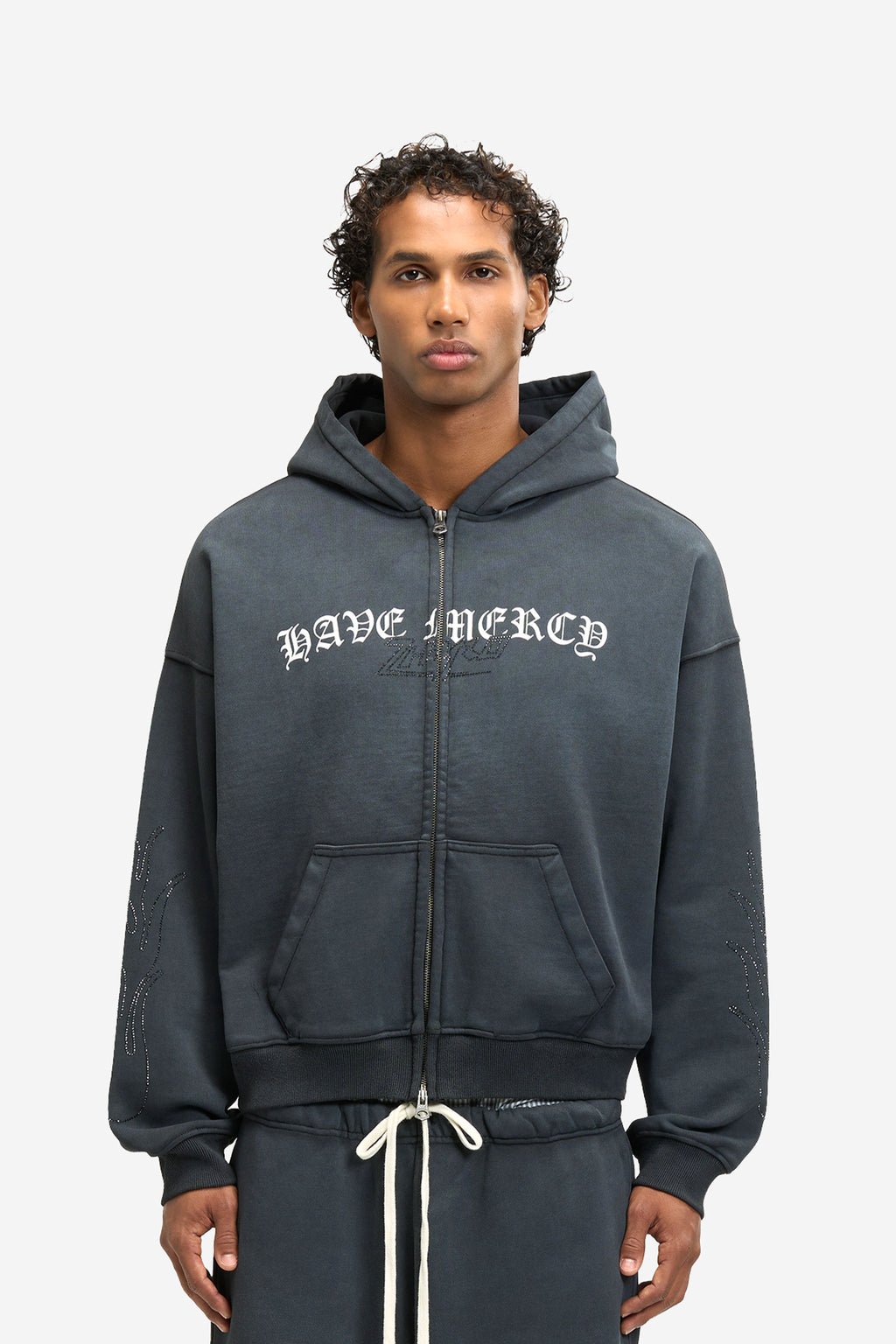 Mercy Zip Hoodie in Sunfaded Black