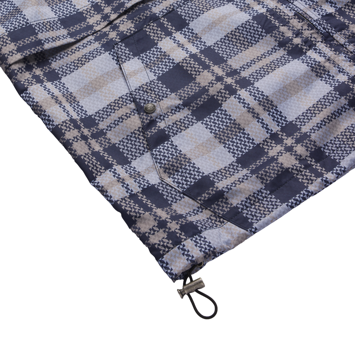 Hooded Plaid Windbreaker Jacket in Baby Blue