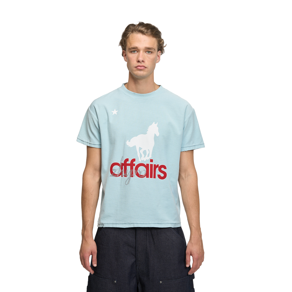 Horsey Tee in Sunfaded Blue