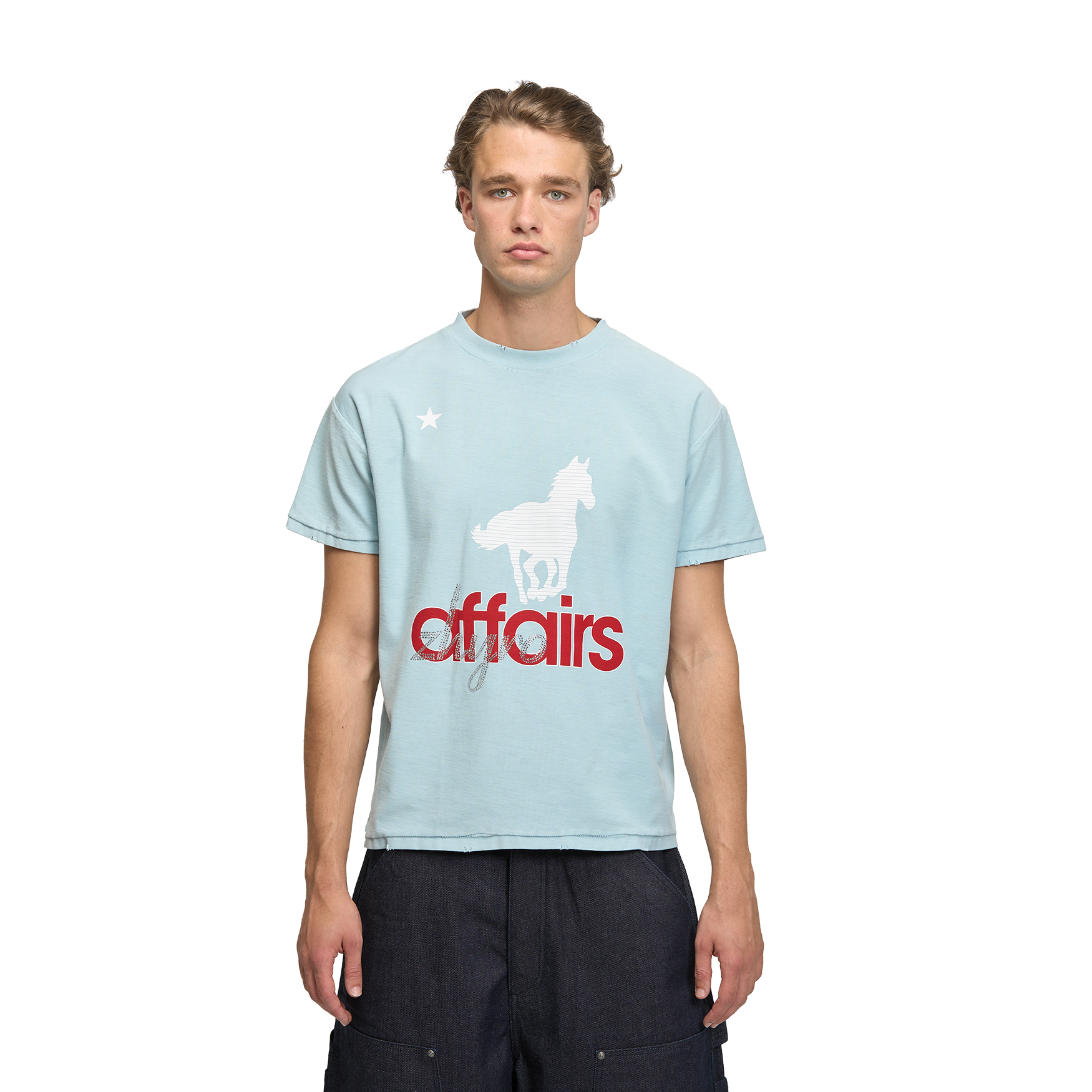 Horsey Tee in Sunfaded Blue