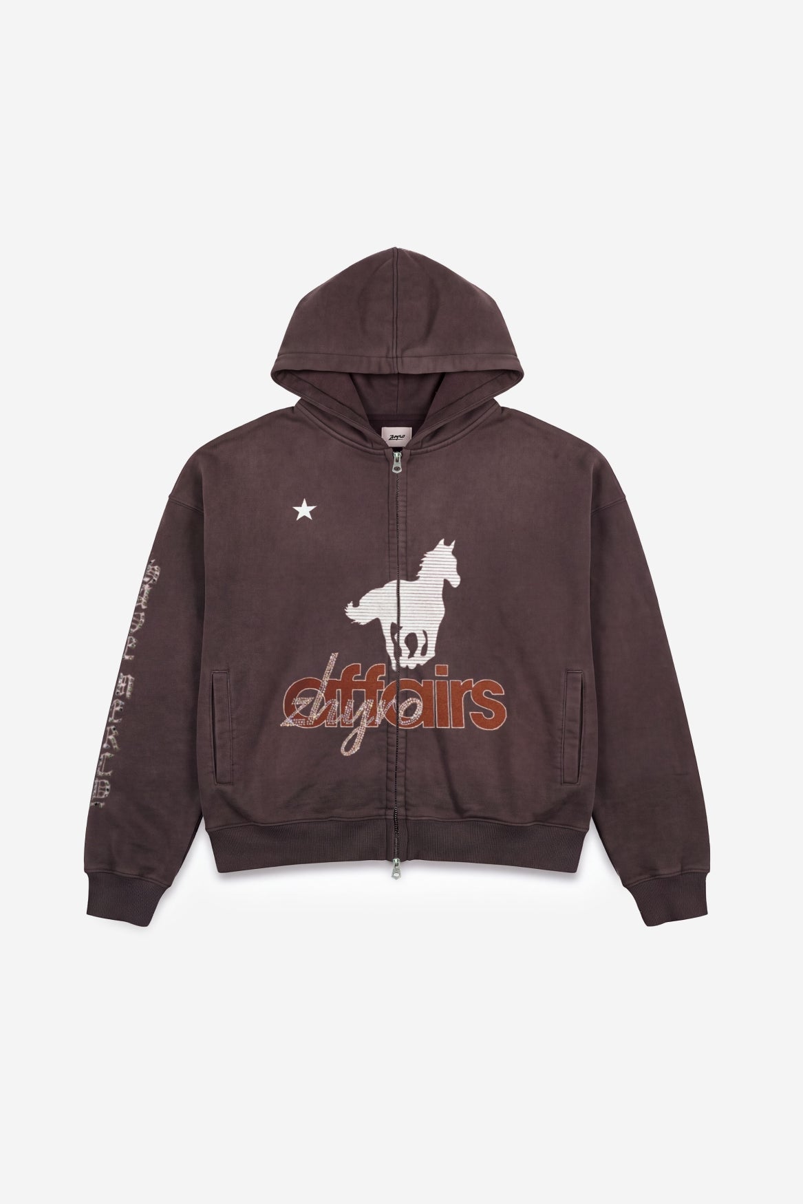 Horsey Zip Hoodie in Brown