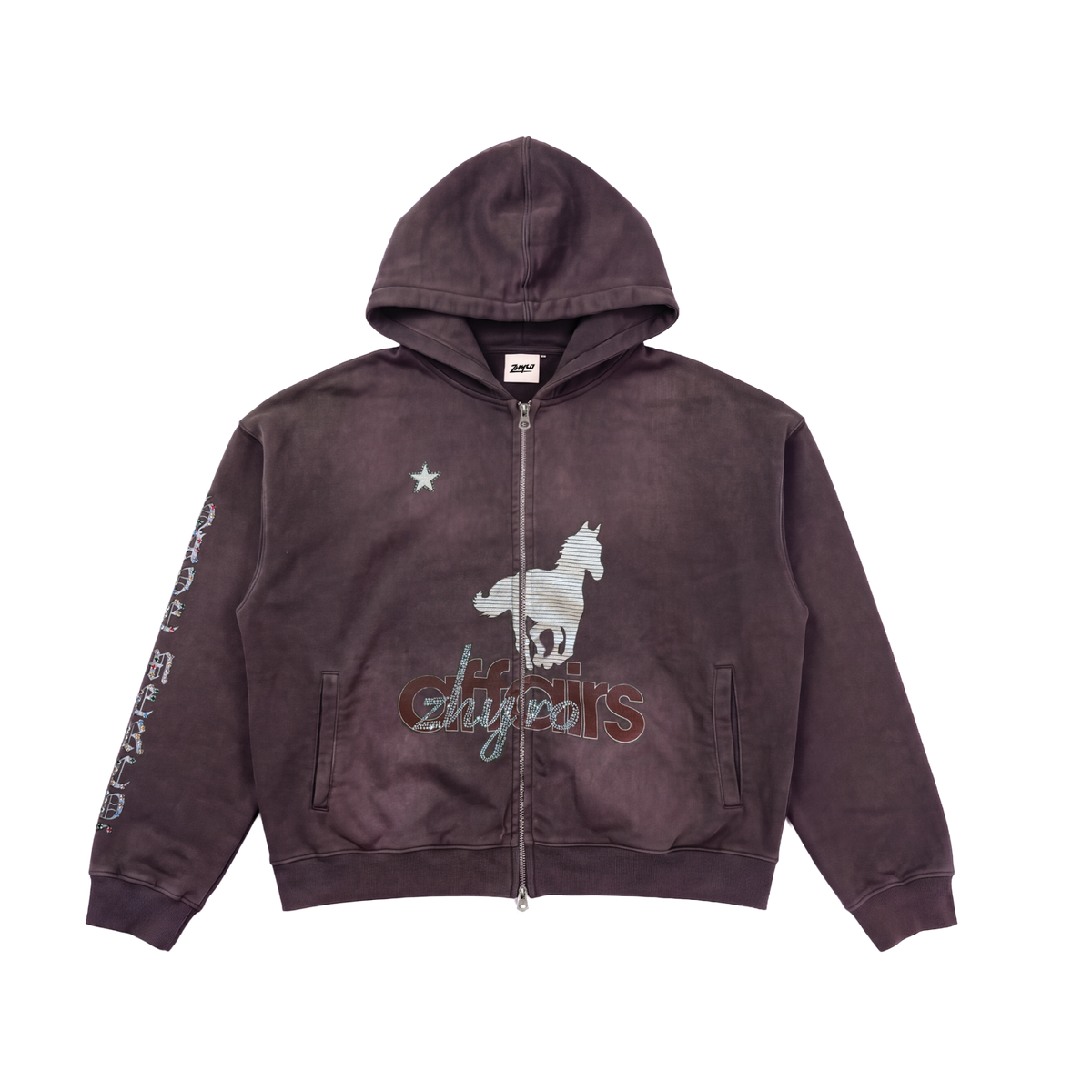Horsey Zip Hoodie in Brown