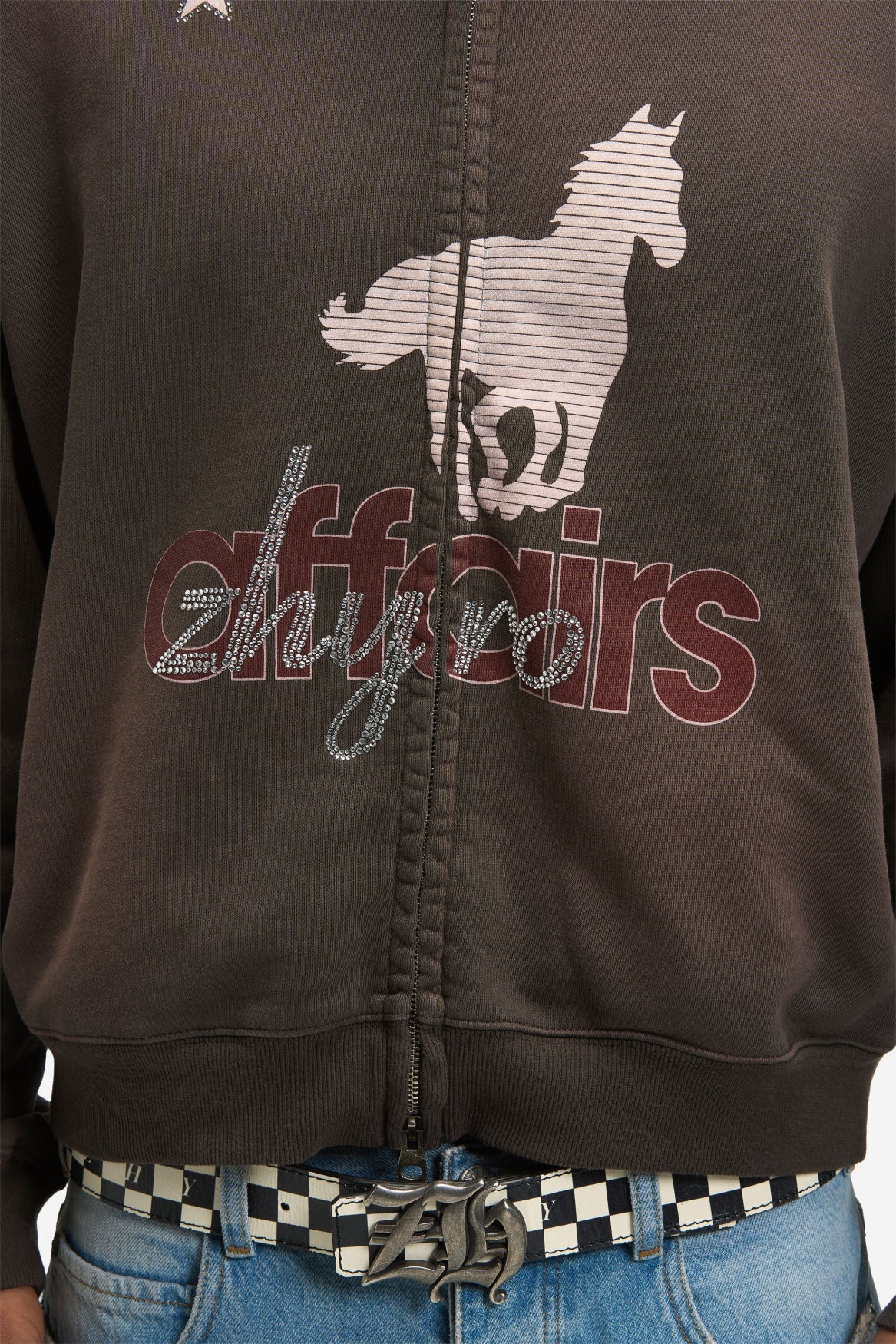 Horsey Zip Hoodie in Brown