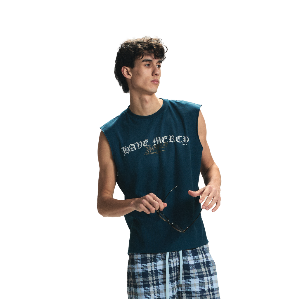 Mercy Sleeveless Tee in Sunfaded Navy