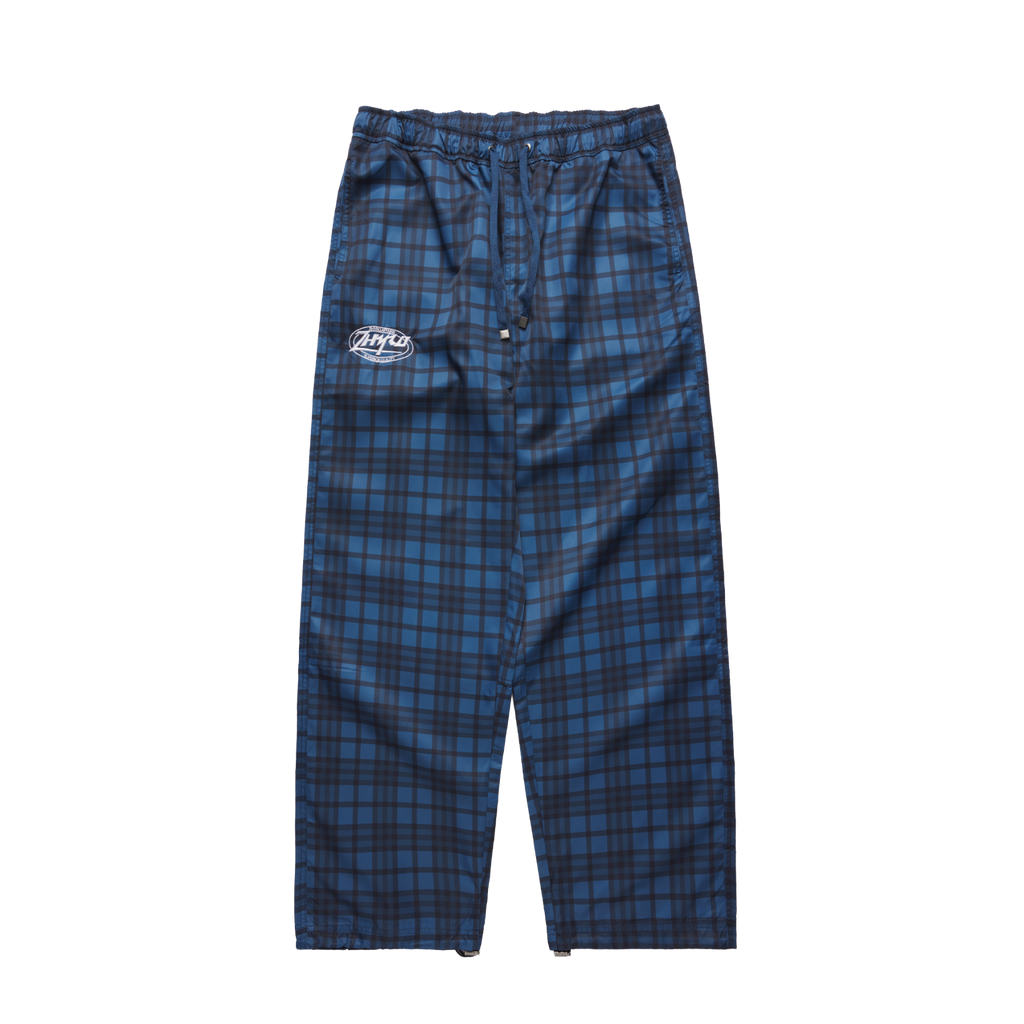 Nylon Plaid Pants in Navy