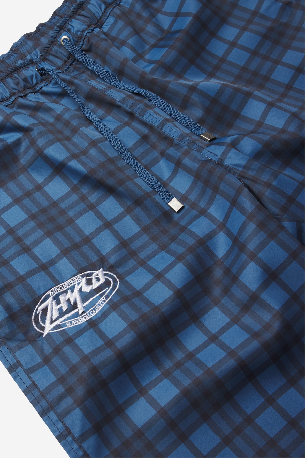 Nylon Plaid Pants in Navy