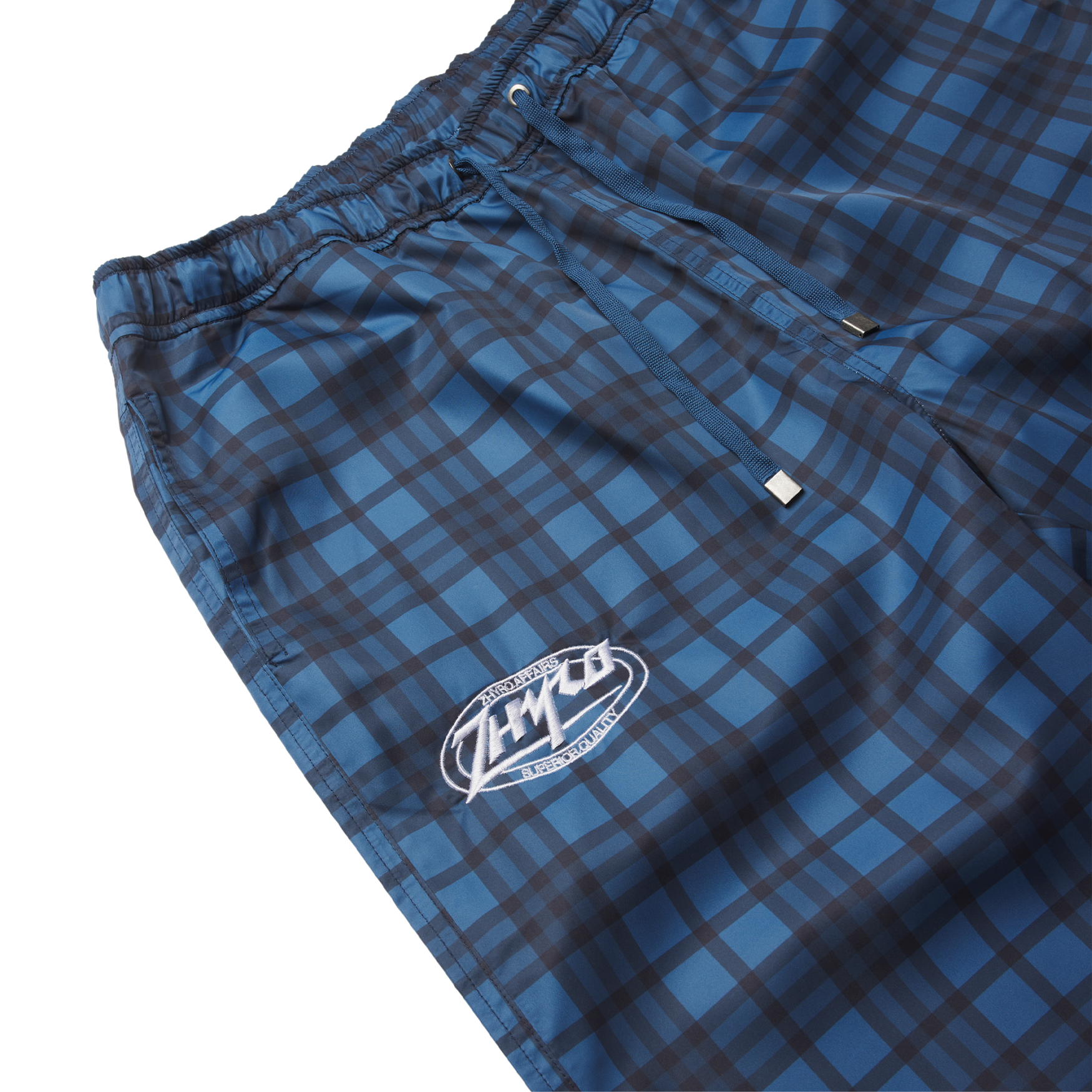 Nylon Plaid Pants in Navy