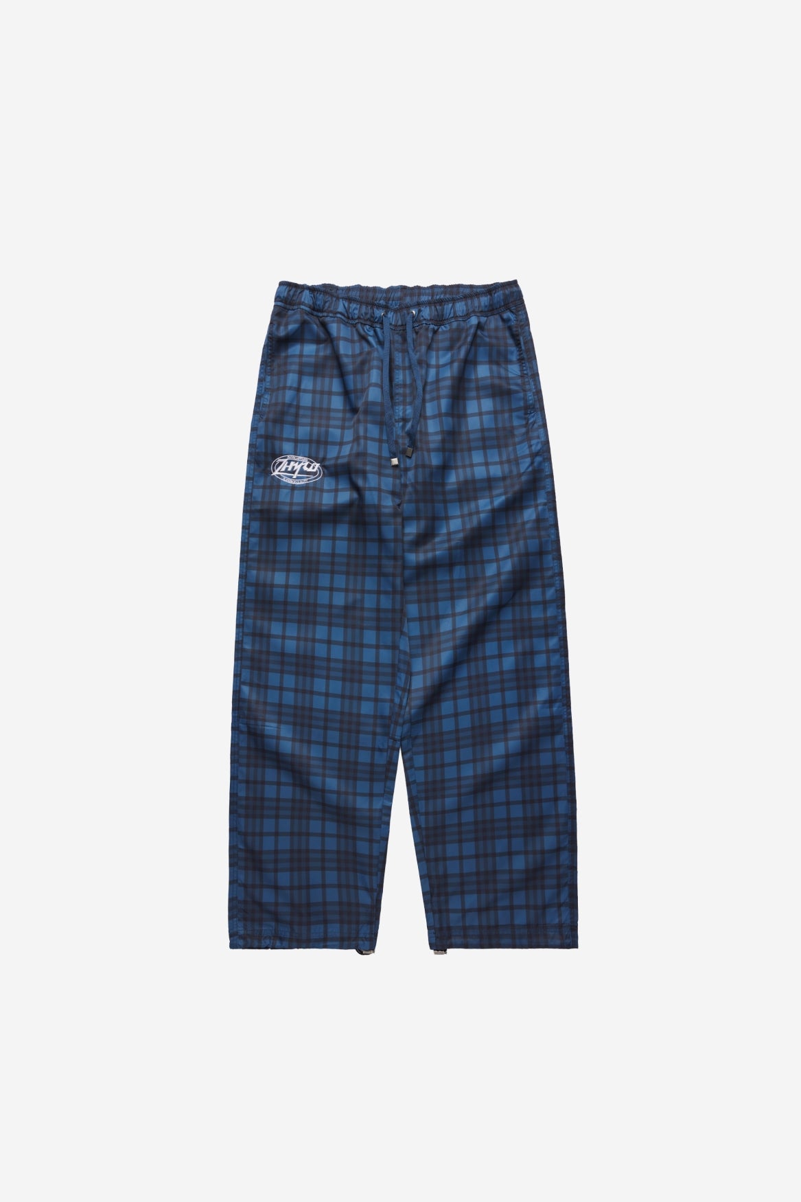 Nylon Plaid Pants in Navy