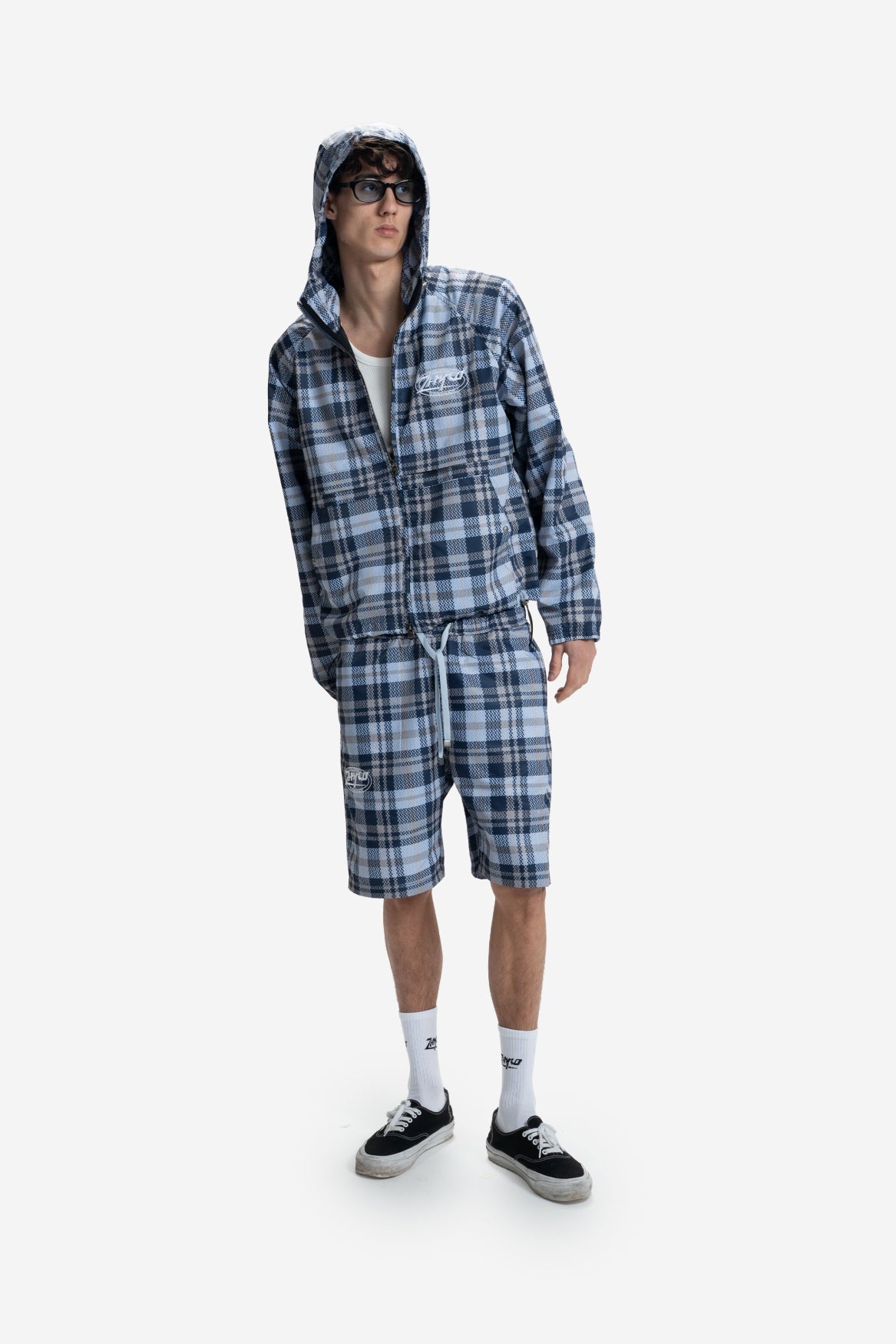 Nylon Plaid Shorts in Baby Blue