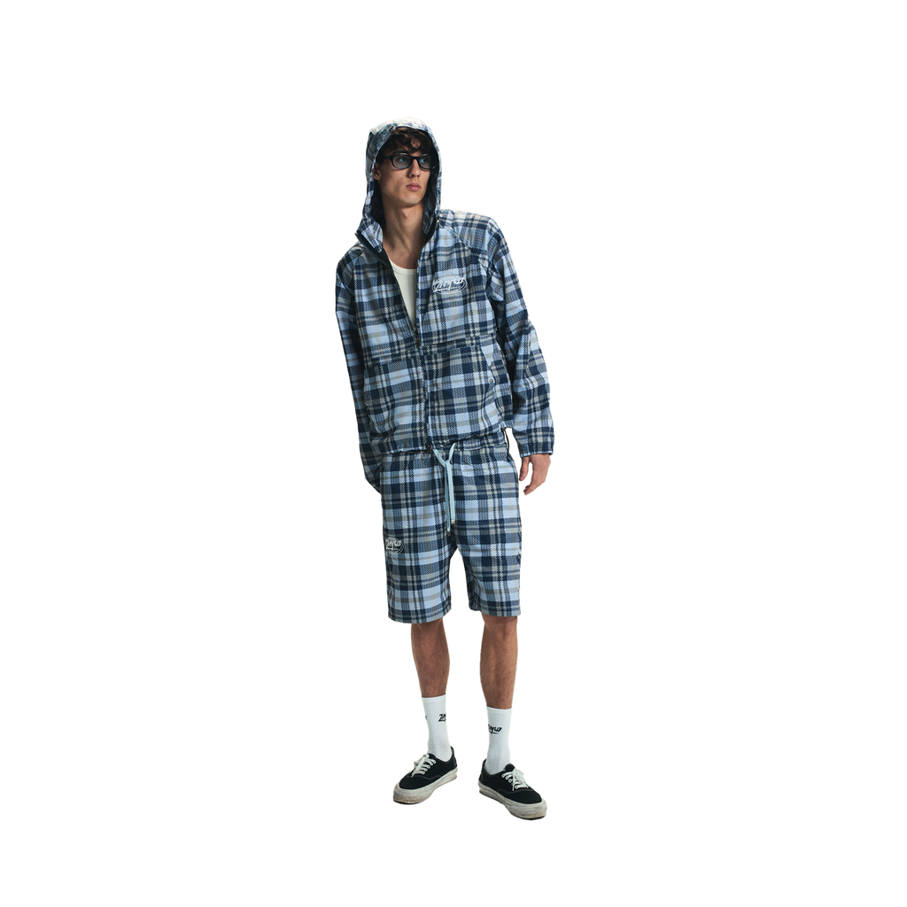 Nylon Plaid Shorts in Baby Blue