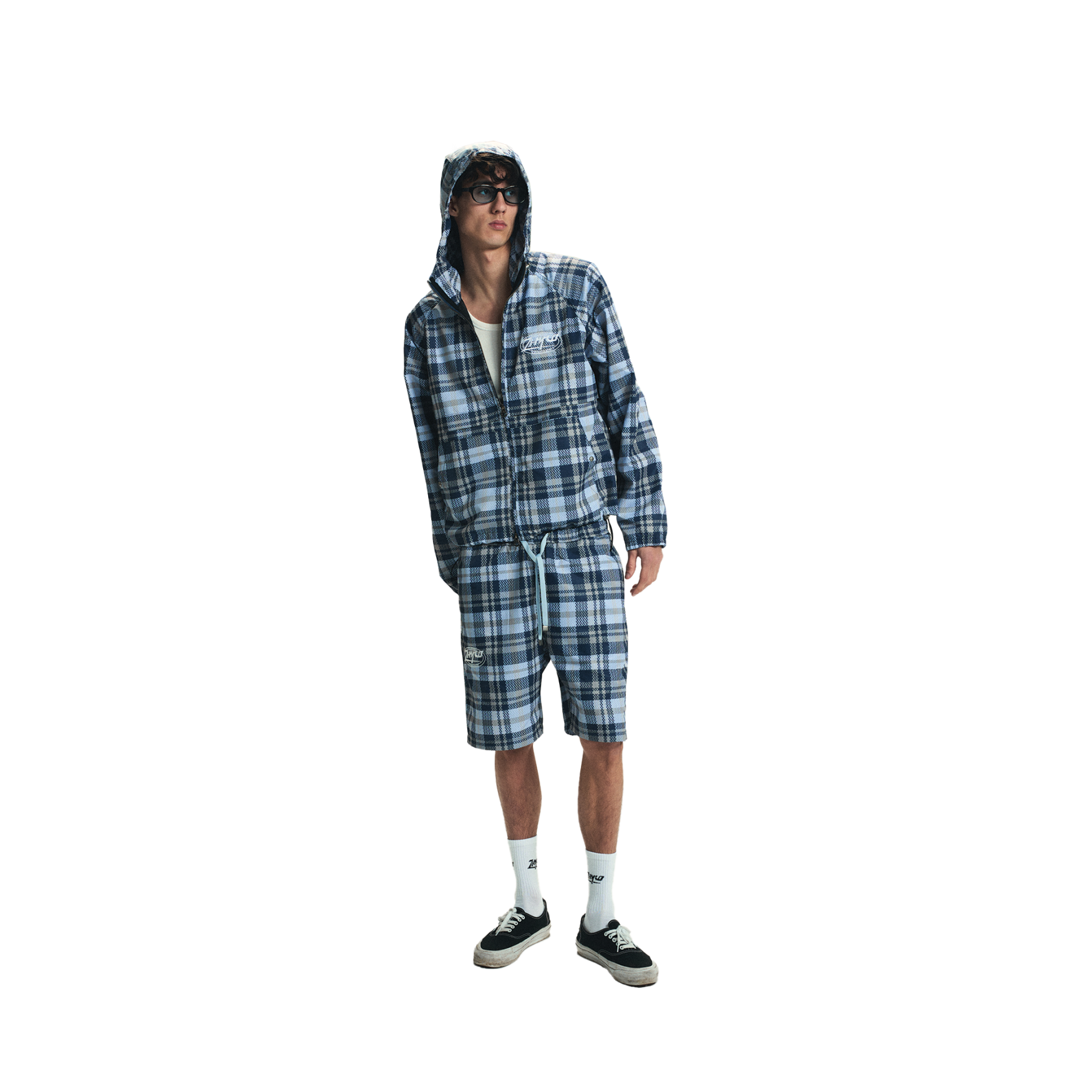 Nylon Plaid Shorts in Baby Blue