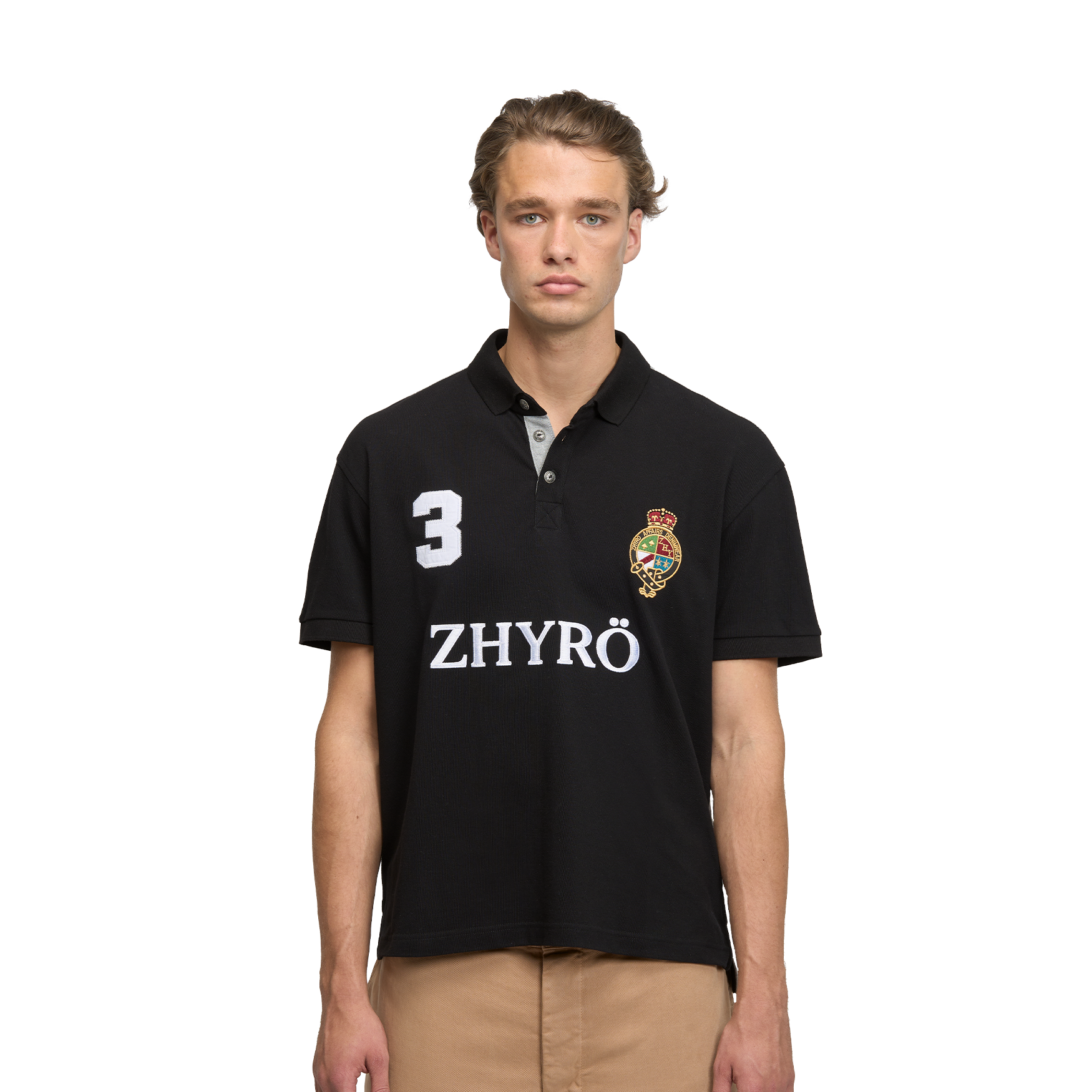 Rugby Polo in Black/Grey