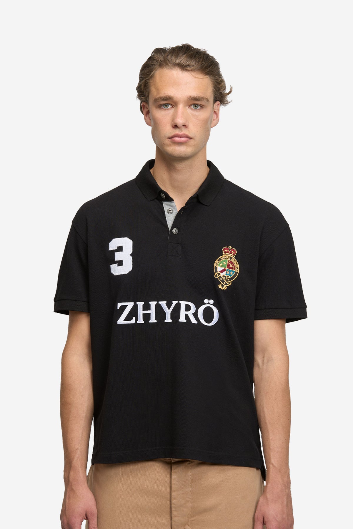 Rugby Polo in Black/Grey
