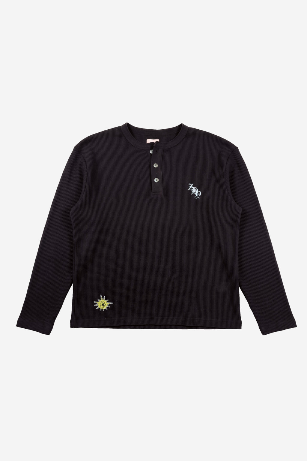 Waffle Henley in Black