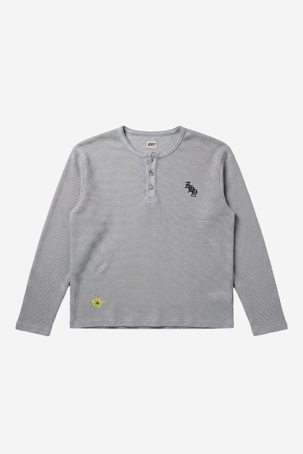 Waffle Henley in Grey Melange