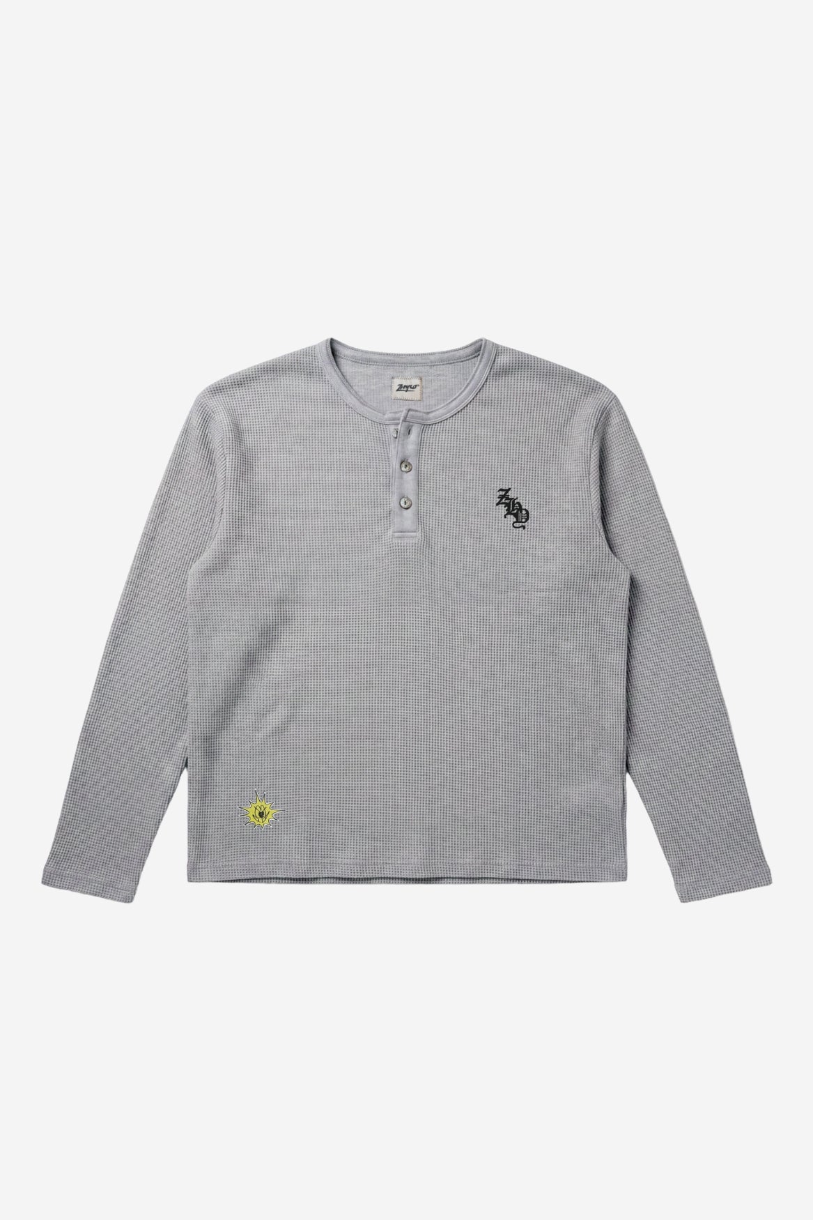 Waffle Henley in Grey Melange