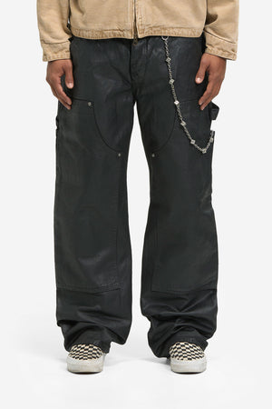 Waxed Workwear Pants in Black