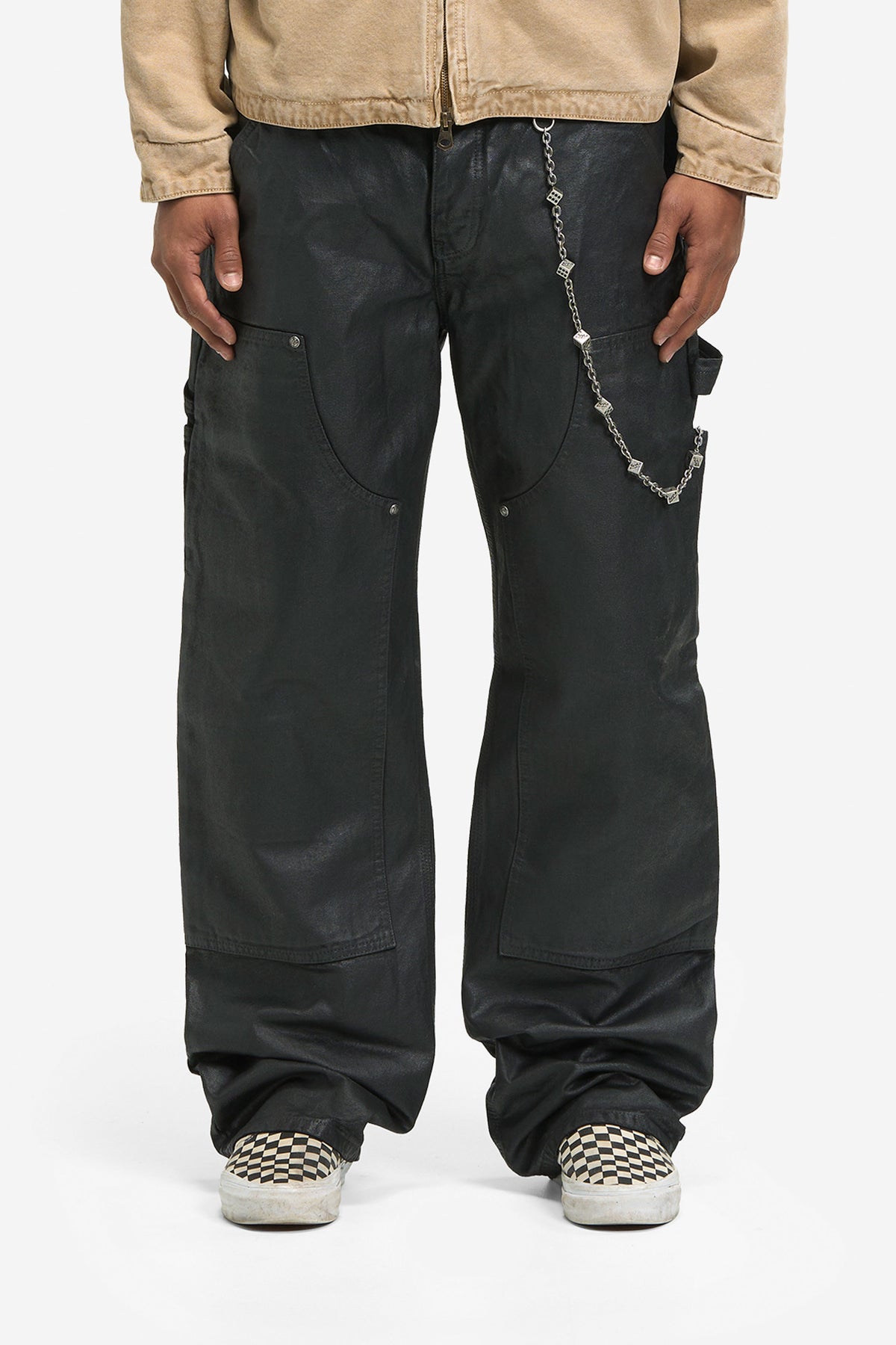 Waxed Workwear Pants in Black