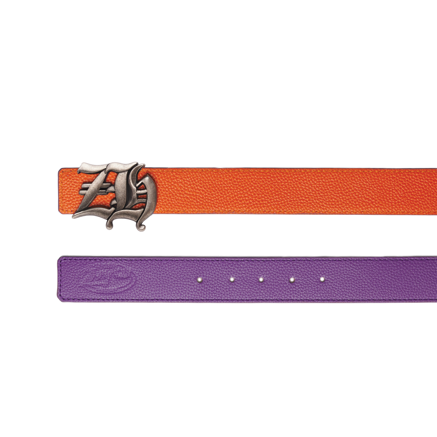 Reversible Leather Belt in Purple/Orange