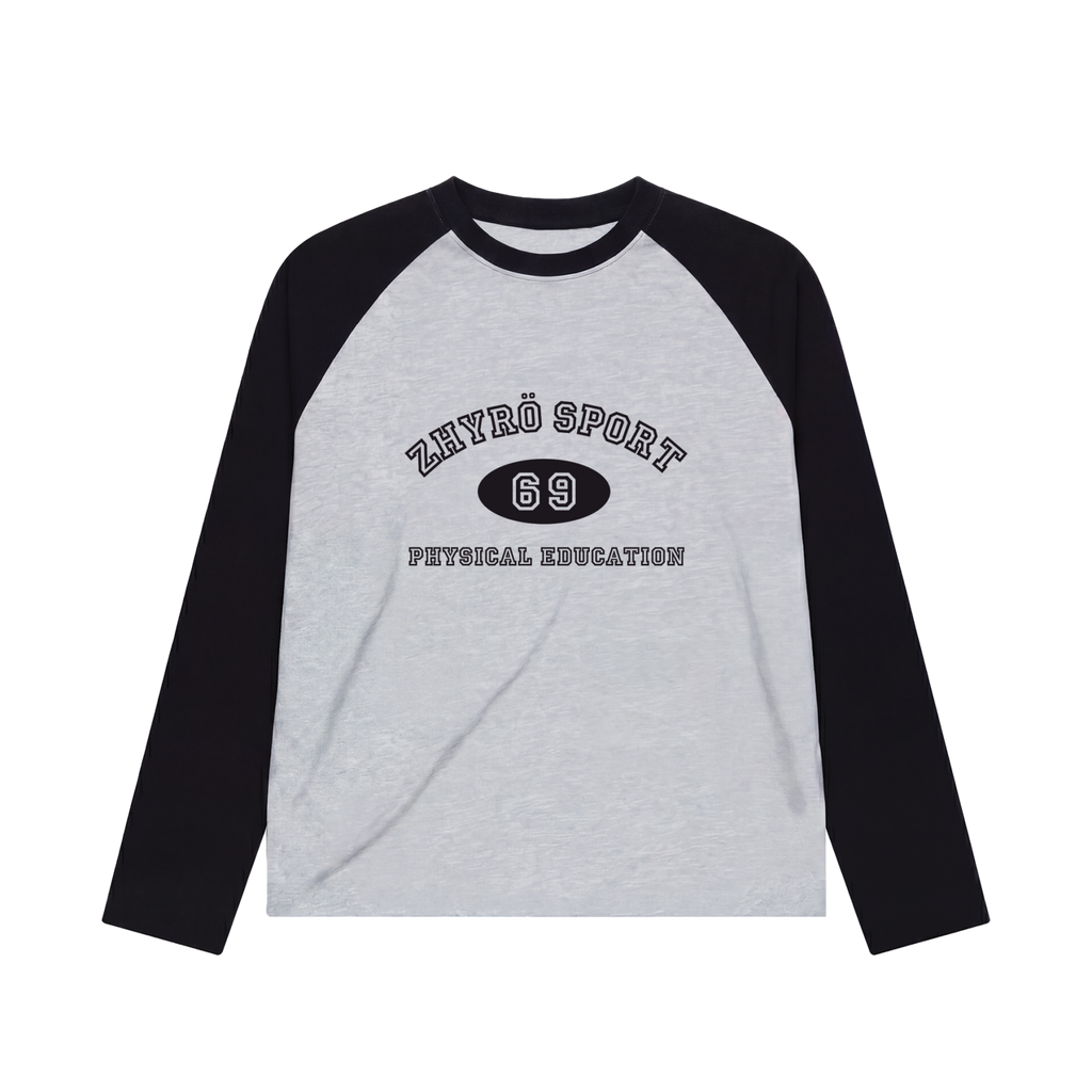 Raglan L/S in Black/Grey Melange