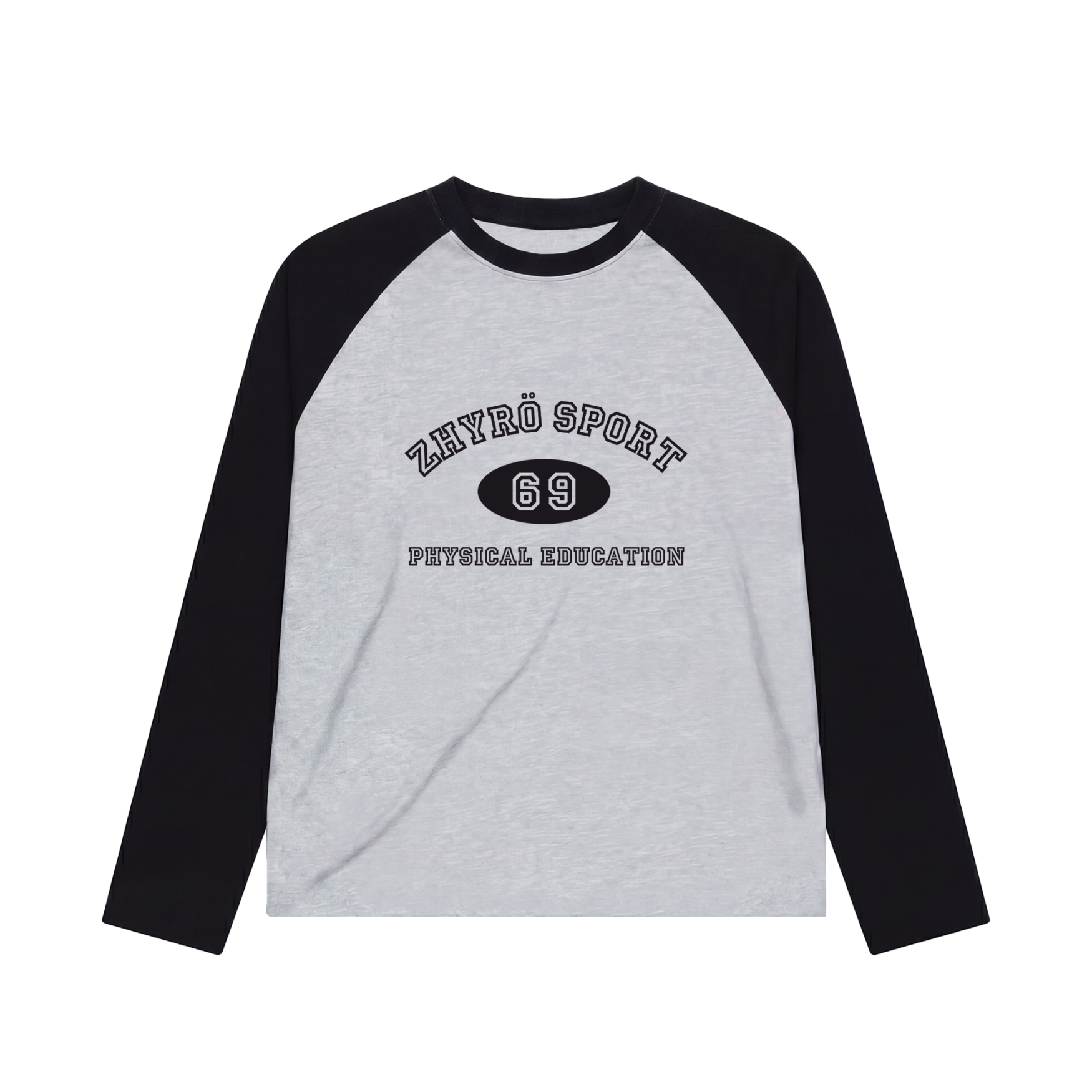 Raglan L/S in Black/Grey Melange
