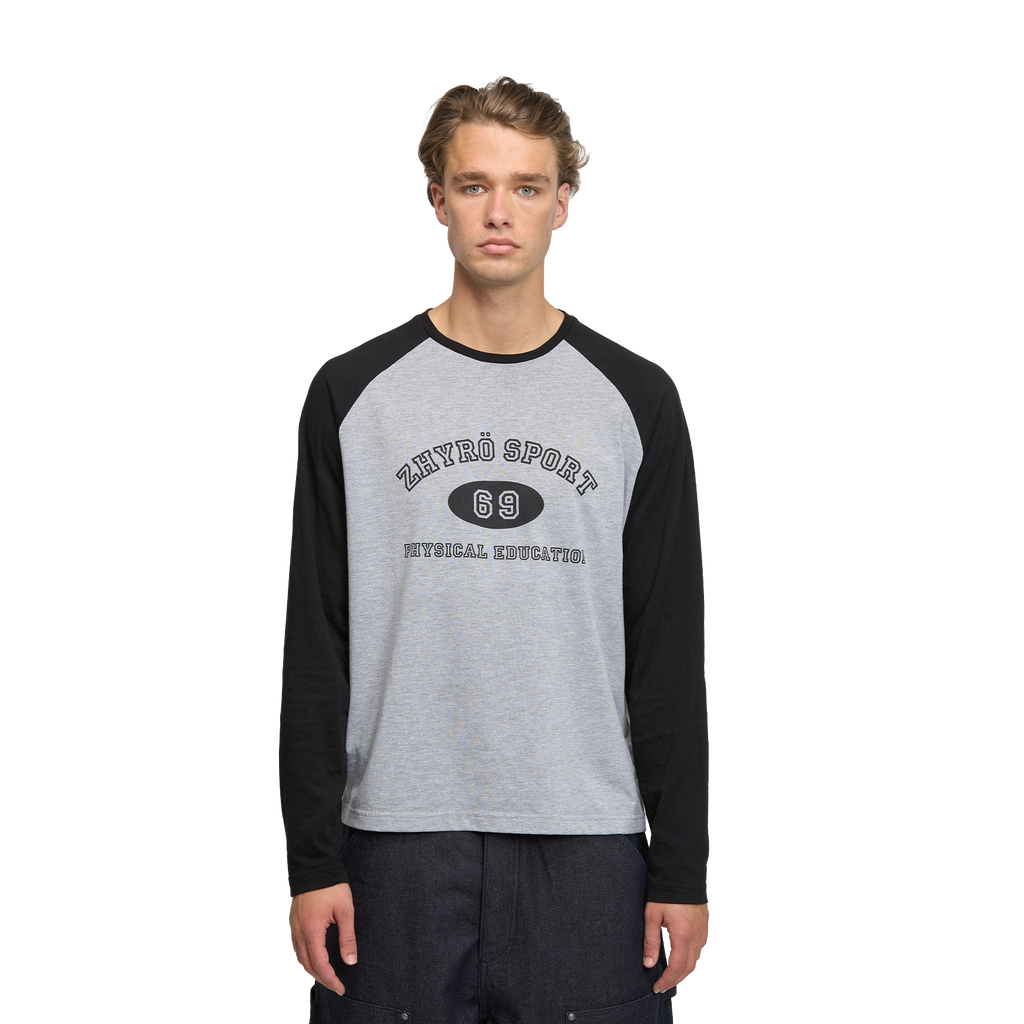 Raglan L/S in Black/Grey Melange